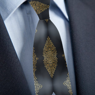 Fancy Gold auf Schwarz Krawatte