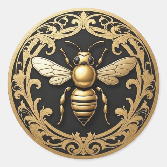 Fancy Gold Honey Bee Runder Aufkleber (Vorderseite)