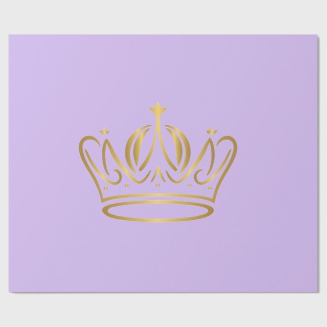 fancy golden crown iconed purple gift  geschenkpapier (Flach)