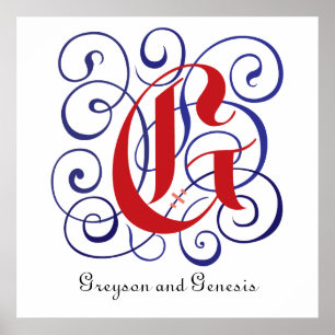 Fancy Gothic Caps Letter G, 300dpi PNG Poster