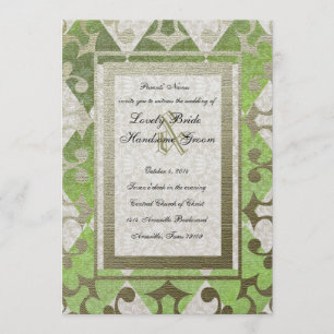 Fancy Green Gold Harlequin Mittelalterliche Hochze Einladung