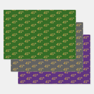 Fancy Green, Grau, Lila, Faux Gold 45. Ereignis # Geschenkpapier Set