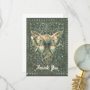 Fancy Green Steampunk Schmetterling Dankeskarte