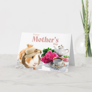 Fancy Guinea Pig Tea Party Mother's Day Karte