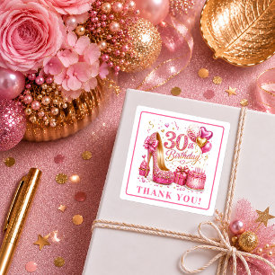 Fancy Hot Pink Glitter 30. Geburtstag Aufkleber