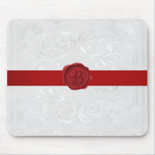 Fancy Letter B rotes Wachssiegelband   Mousepad