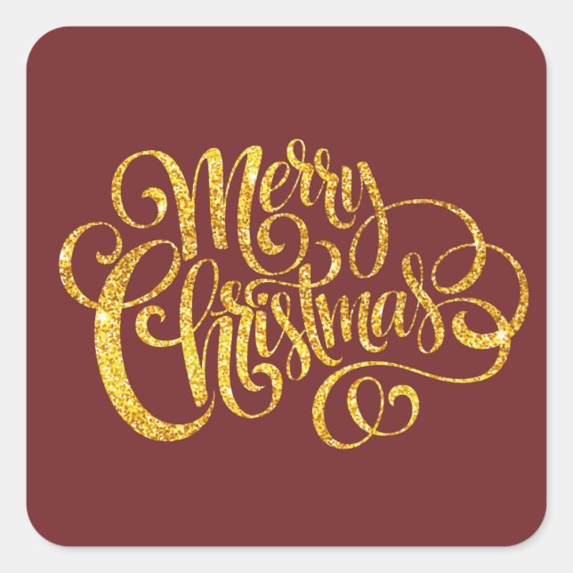 Fancy Merry Christmas Quadratischer Aufkleber (Vorderseite)