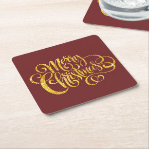Fancy Merry Christmas Rechteckiger Pappuntersetzer