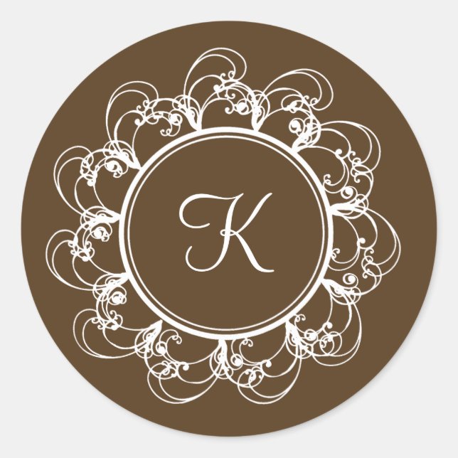 Fancy Monogram Aufkleber (Schokolade) (Vorderseite)