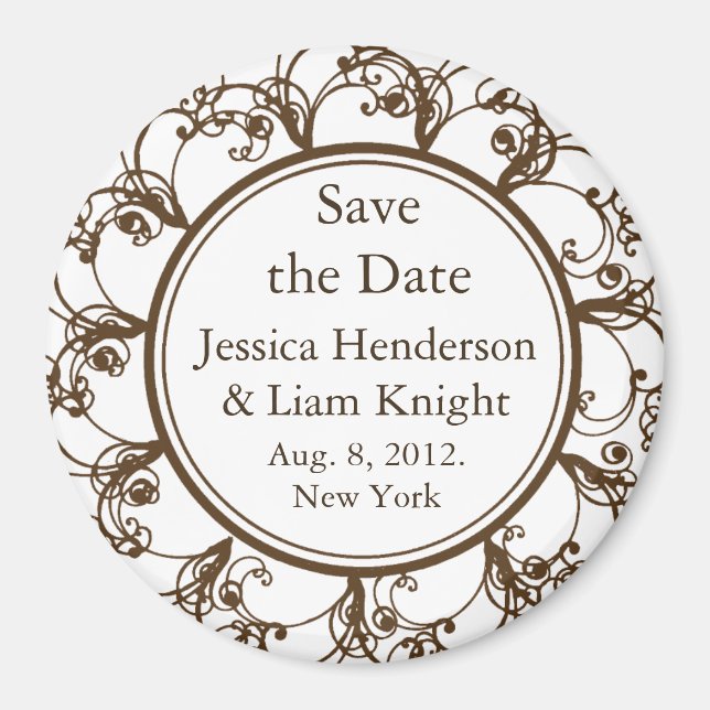 Fancy Monogram Save the Date Magnet Schokolade (Vorne)