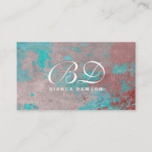Fancy Monogram Script Grunge Rostiger Hintergrun Visitenkarte