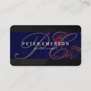 Fancy Monogram Sleek Schwarzes Design Visitenkarte