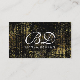 Fancy Monogramm Schrift Gold Grunge Visitenkarte