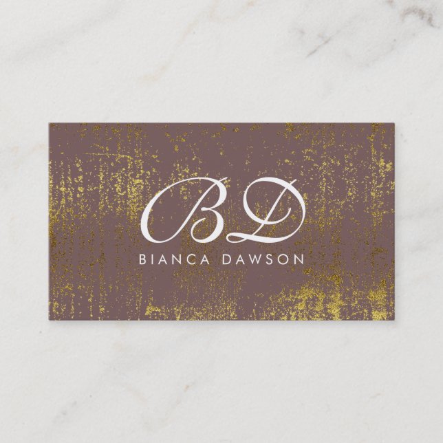 Fancy Monogramm Schrift Gold Grunge Visitenkarte (Vorderseite)