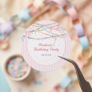 Fancy Nancy rosa Mädchen-Geburtstagsfeier Runder Aufkleber