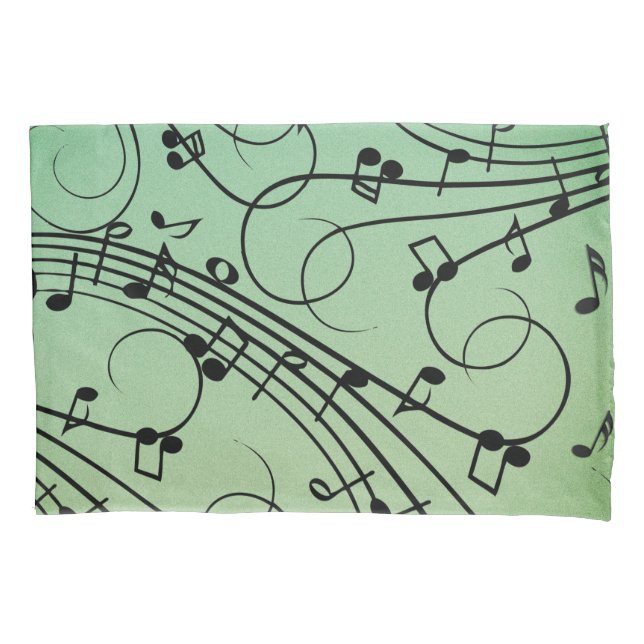 Fancy Notes Green Music Design Kissenbezug (Vorderseite)