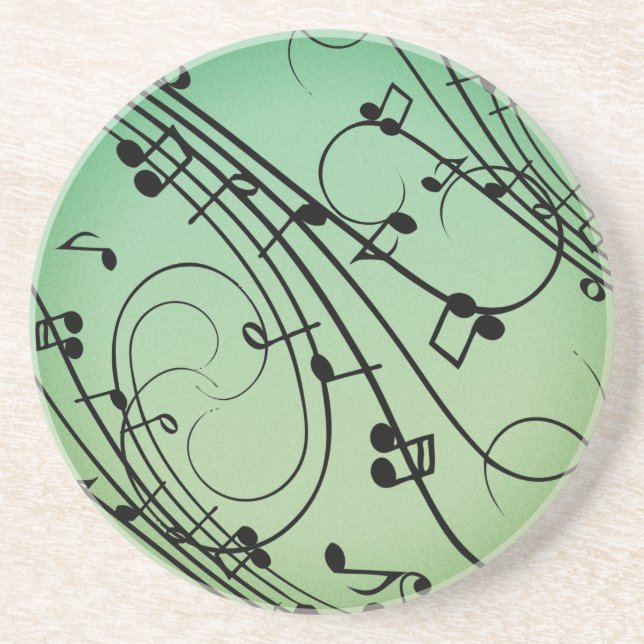 Fancy Notes Grüne Musikgestaltung Getränkeuntersetzer (Vorne)