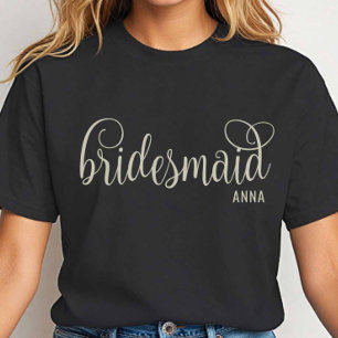Fancy Off-White Schrift Brautjungfer Junggesellinn T-Shirt