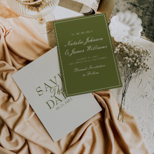 Fancy Olivgrün Cream Old Money Retro Hochzeit Save The Date