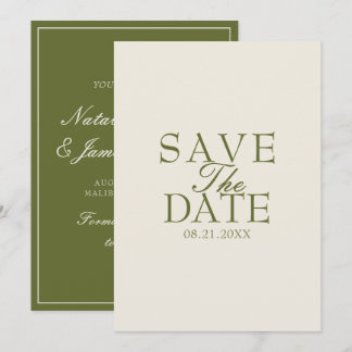 Fancy Olivgrün Cream Old Money Retro Hochzeit Save The Date