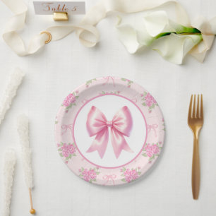 Fancy One Pink Coquette Schleife Erster Geburtstag Pappteller