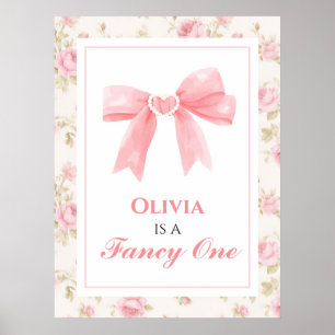 Fancy One Pink Schleife vornehm 1. Geburtstag Poster