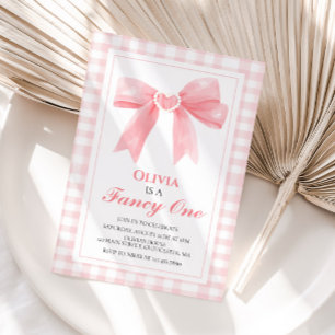 Fancy One rosa Schleife preppy Coquette 1. Geburts Einladung