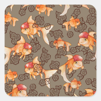 Fancy Oranda Goldfish Quadratischer Aufkleber