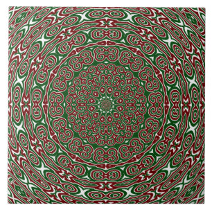 Fancy Ornate Maximalist Groovy Weihnachts-Mandala Fliese