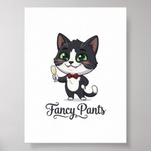 Fancy Pants Smoking-Katze Prost Poster