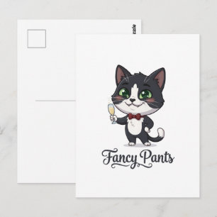Fancy Pants Smoking-Katze Prost Postkarte