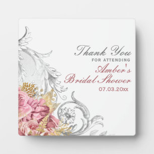 Fancy Pink Florale Hochzeitsshower Fotoplatte