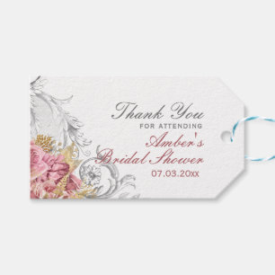 Fancy Pink Florale Hochzeitsshower Geschenkanhänger