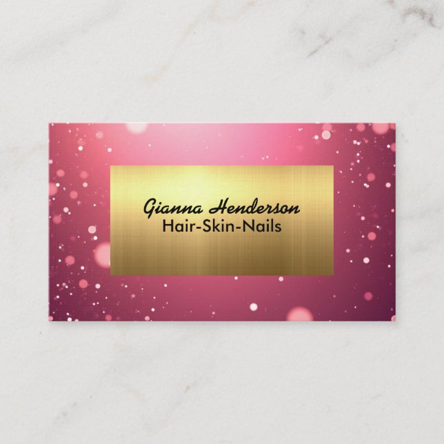 Fancy Pink Glitter und Gold  Visitenkarte (Vorderseite)
