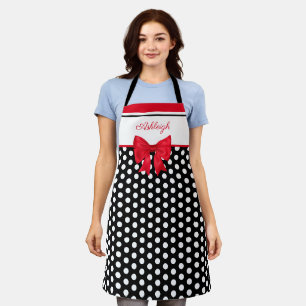 Fancy Polka Dots, rote Schleife Schürze