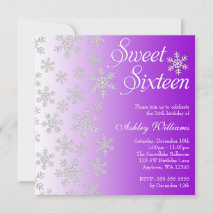 Fancy Purple Schneeflocken Winter Wonderland Sweet Einladung