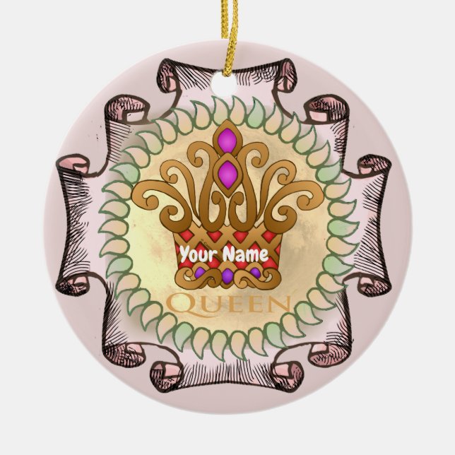 Fancy Queen Krone  Keramik Ornament (Vorne)