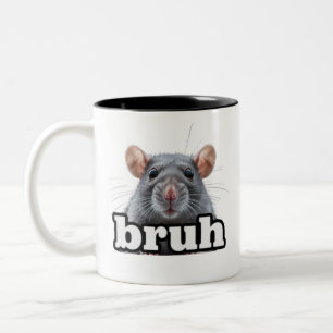 Fancy-Ratte-Nagetierbesitzer-Meme Bruh Haustier-Ra Zweifarbige Tasse