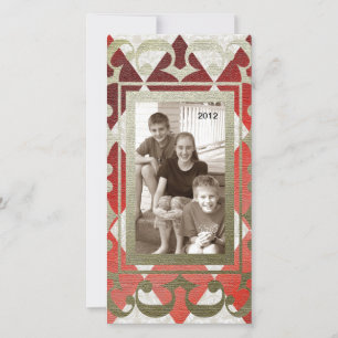 Fancy Red Gold Metallic Christmas Foto Card Feiertagskarte