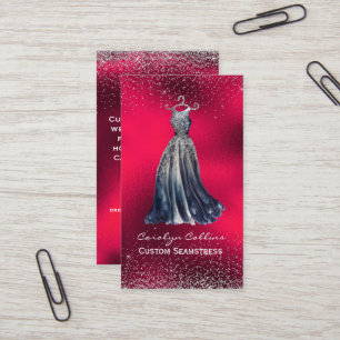 Fancy Red Opulent Seamstress Business Card Visitenkarte