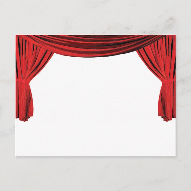 Fancy red velvet showcase curtain invite postkarte (Vorderseite)