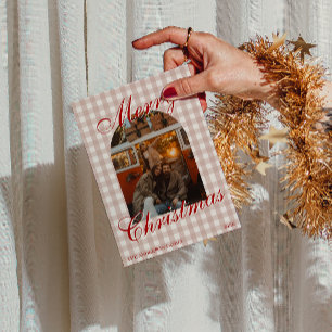 Fancy Roter Alter Geld Gingham Foto Weihnachten