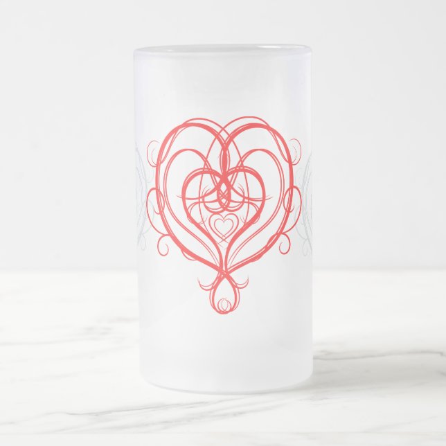 Fancy rotes Herz Mattglas Bierglas (Mittel)