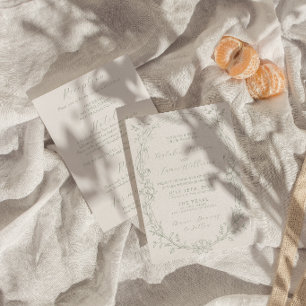 Fancy Sage Green Old Money All In One Hochzeit Einladung