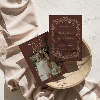 Fancy Schokoladenbraun Beige Blumenfoto Hochzeit