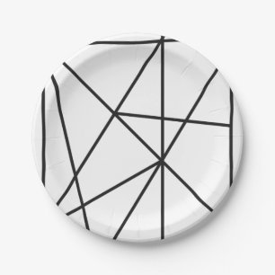 Fancy Schwarz-Weiß einfaches geometrisches Muster Pappteller