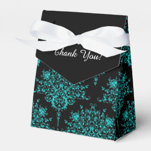 Fancy Schwarze Türkis Damast Dankeschön Geschenkbo Geschenkschachtel