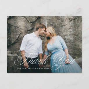 Fancy Script Foto Hochzeit Danke Postkarte