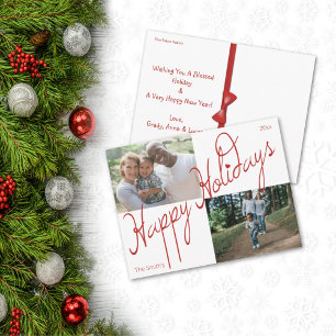 Fancy Script Frohe Feiertage 2 Foto Weihnachten Postkarte