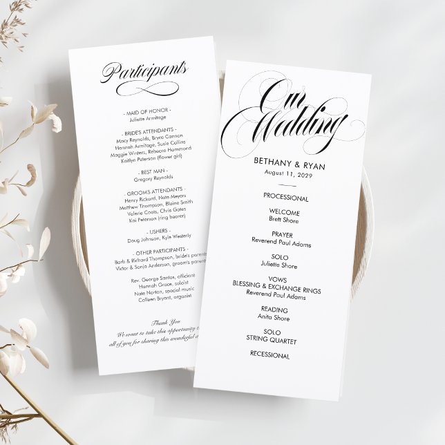 Fancy Script Hochzeitsprogramm Programm (Von Creator hochgeladen)